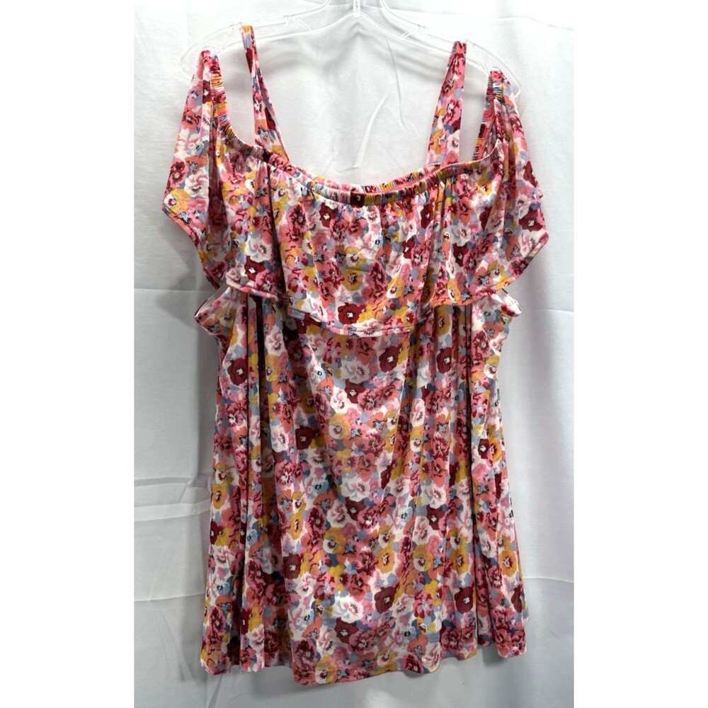 Land Bryant Cold Shoulder Pullover Blouse With Flowers Sz 22/24